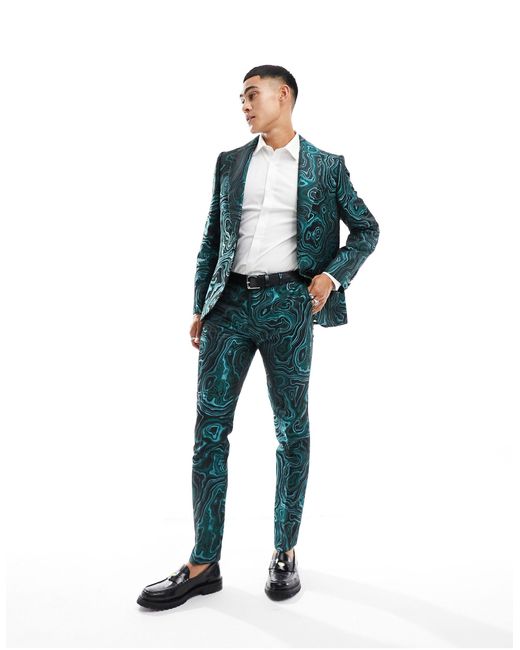 Twisted Tailor Green Adichie Marble Suit Jacket for men