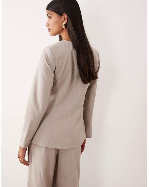 Y.A.S Natural Premium Collarless Fitted Blazer Co-ord