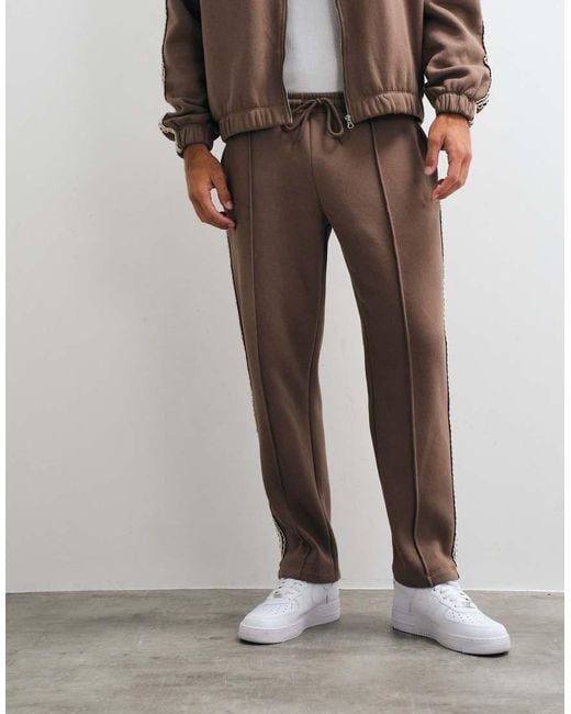 ASOS White Straight Leg joggers With Woven Tape for men