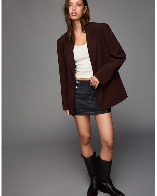 Bershka Black Blazer With Back Straps