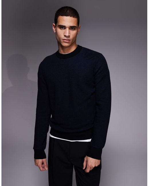 Aspoki - pull texturé Boss pour homme en coloris Blue