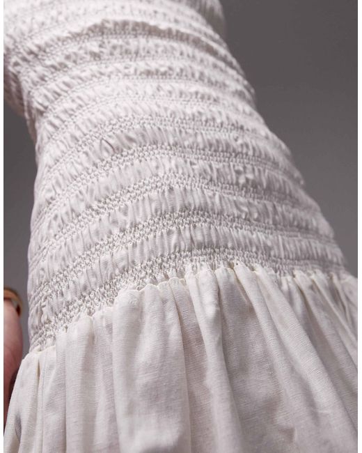 TOPSHOP Purple Linen Cami Ruched Midi Dress