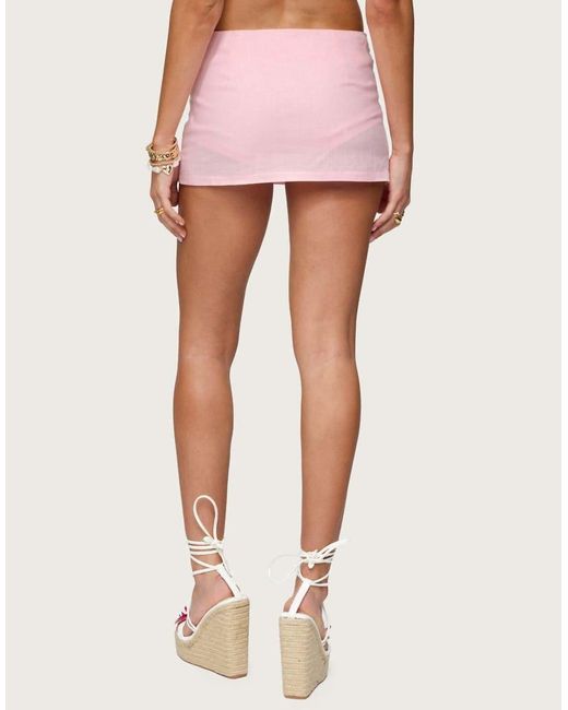 Edikted Pink Avalai Linen Look Mini Skort