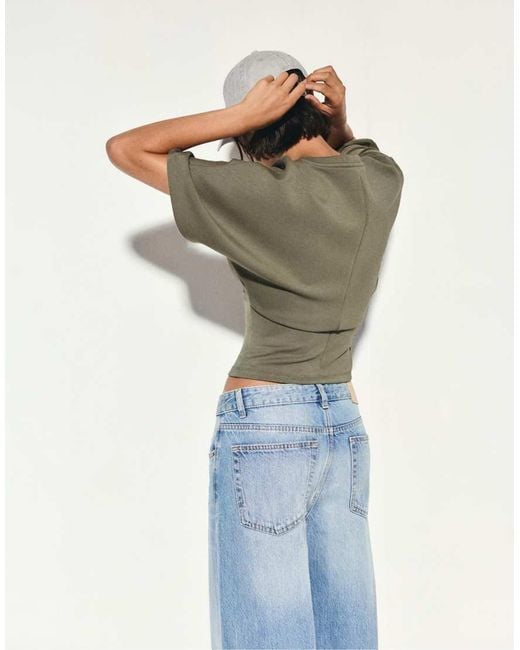 Pull&Bear Green Modal Batwing Sleeve T-shirt