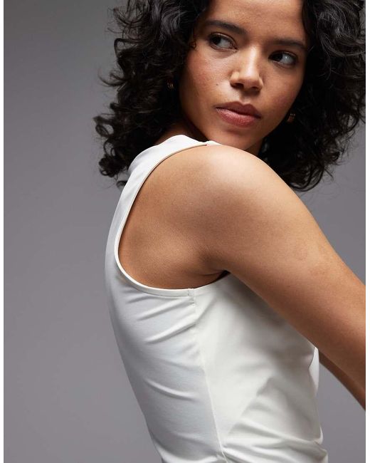 ASOS Gray Polyamide Slinky Boat Neck Top