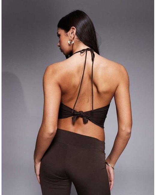 I.AM.GIA Gray Siofra Metal Hardware Drape Detail Cropped Cami Top