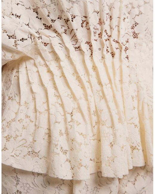 ASOS Brown Asos Design Curve Bridal Short Sleeve Lace Top Coord