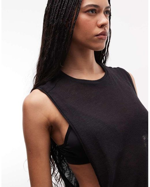 Weekday Black Dropped Armhole Tank