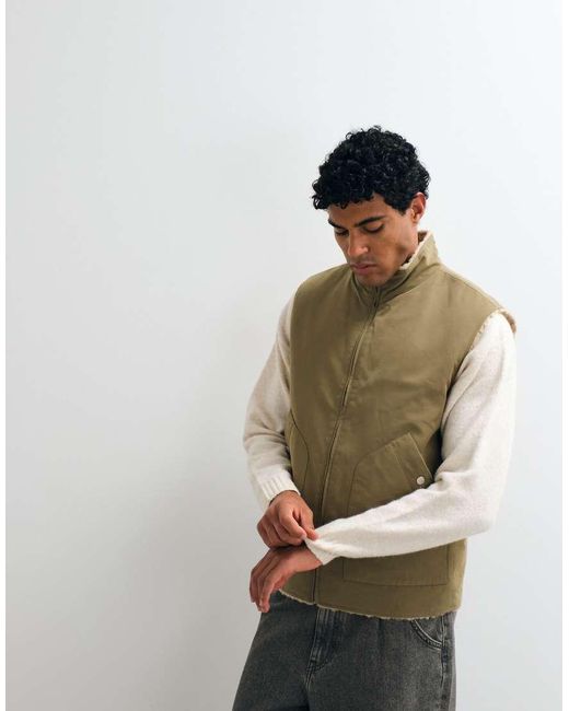 ASOS Green Borg Lined Gilet for men