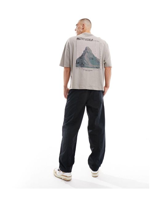 T-shirt oversize épais avec imprimé nature au dos - gris délavé ASOS pour homme en coloris Gray