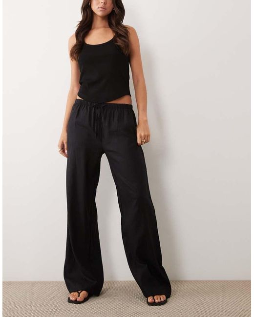 Cotton On White Haven Pull On Wide Leg Linen Blend Trousers