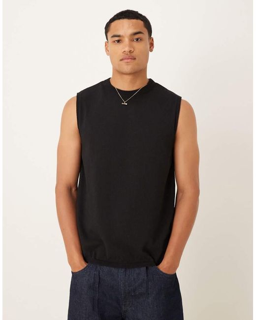 ASOS Knitted Crew Neck Vest in Black for Men Lyst UK