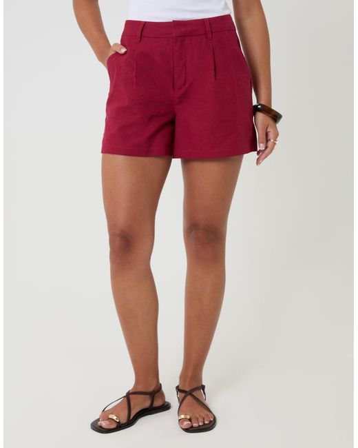 Threadbare White Linen Blend Tailored Shorts