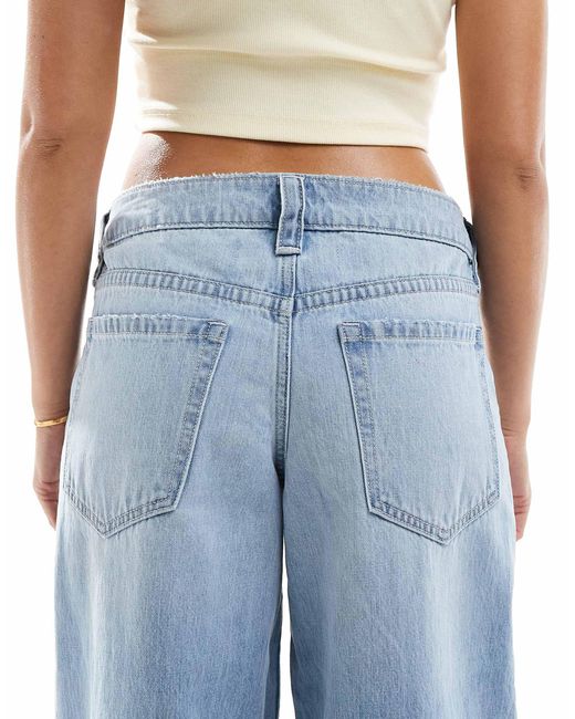 Hollister Blue Curvy Low Rise Super baggy Raw Hem Jeans