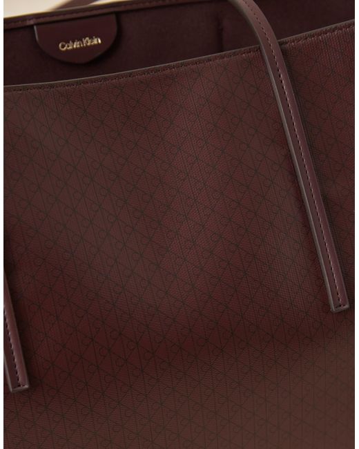 Calvin Klein Brown Logo Print Tote Bag