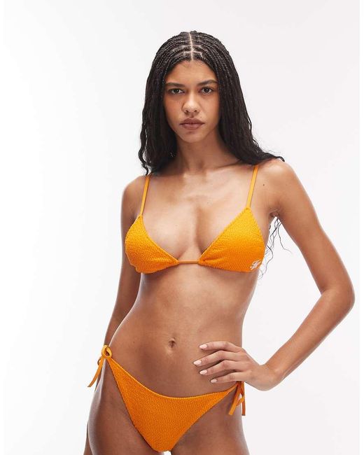 Tommy Hilfiger Orange Resort Crinkle Triangle Bikini Top