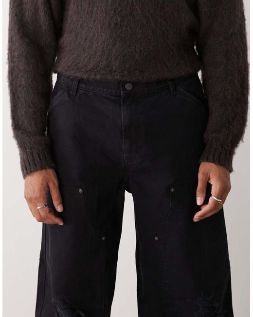 Weekday Oversized Canvas Workwear Broek in het Black voor heren