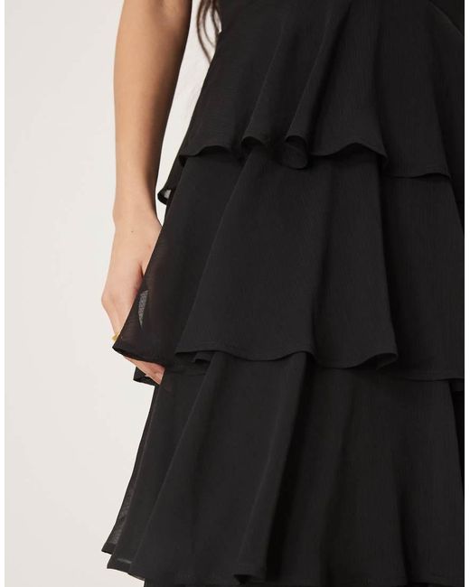 Pretty Lavish Black Textured Ruffle Maxi Dress