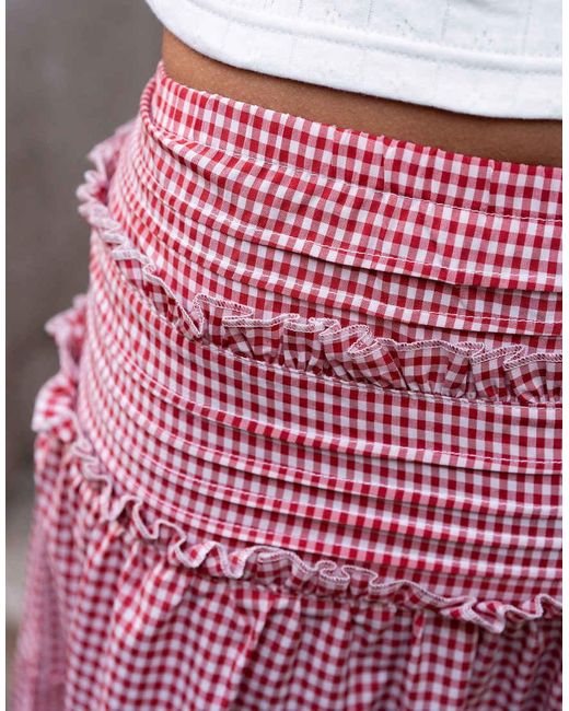 Daisy Street Pink X Molly Mcfarlane Boho Tie Ruffle Maxi Skirt
