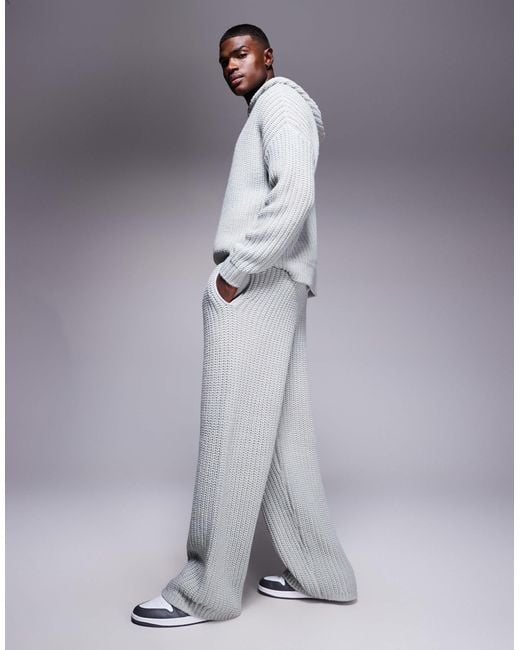 ASOS – jogginghose aus schwerem rippstrick in Gray für Herren