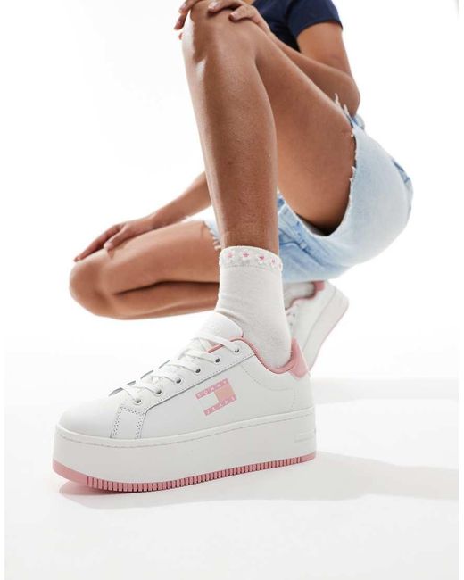 Tommy Hilfiger White Essential Platform Trainers