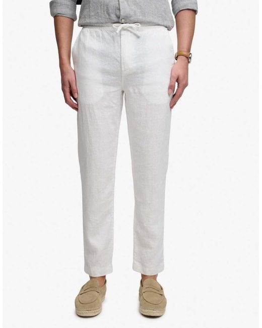 Superdry Blue Merchant Linen Pants for men