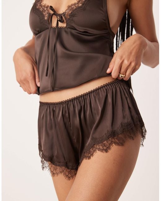 KAT THE LABEL Natural Sorrento Satin Lace Short