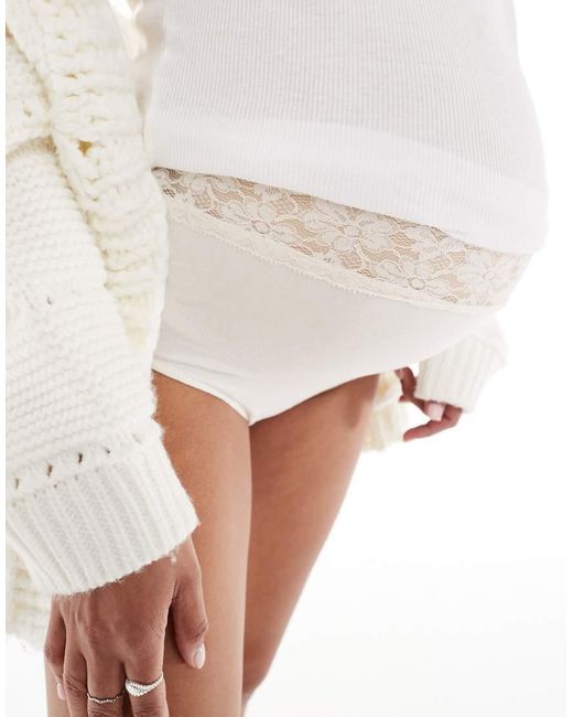 Mama.licious White Mamalicious Maternity 2 Pack Lace Trim Waist Control Briefs