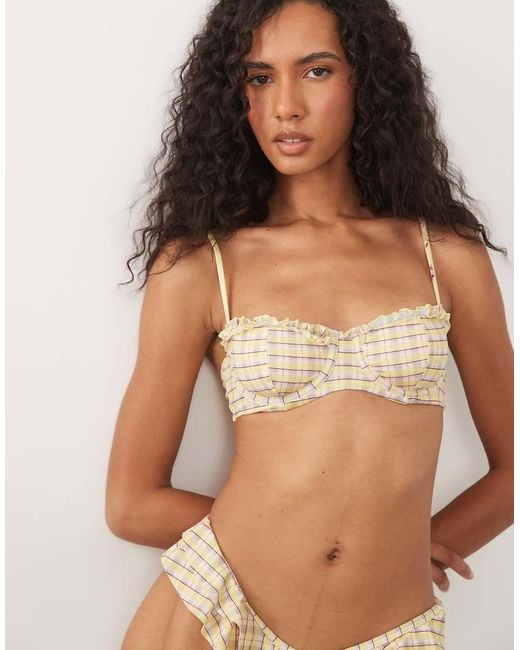 ASOS Brown Imogen Check Underwire Bikini Top