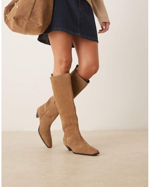 ASOS Black Catch Suede Pull On Knee Boots