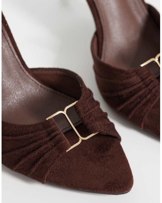 Public Desire Brown Kourtney Heeled Mule Sandals