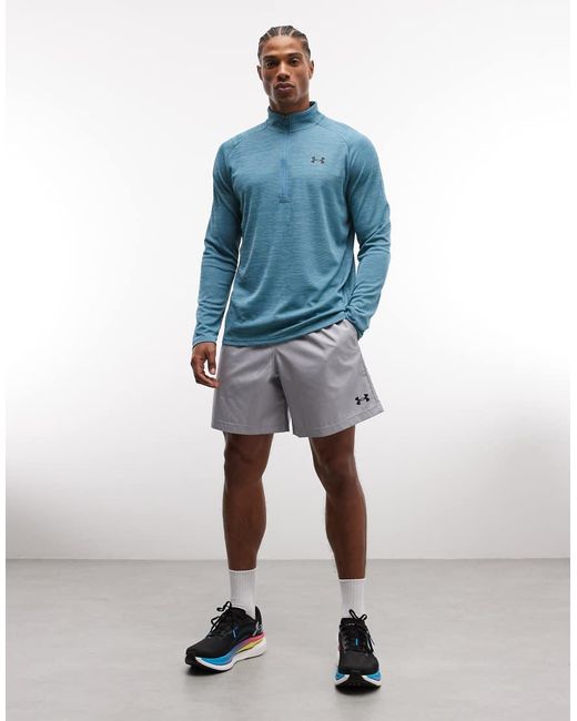 Under Armour Blue Tech Textured Half-zip T-shirt for men