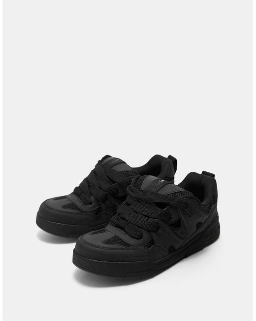 Pull&Bear Black Embellished Skate Trainers for men