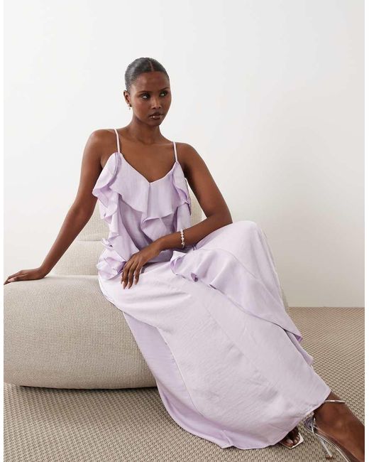 Vero Moda Pink Cami Midi Dress With Ruffle Trim Detail