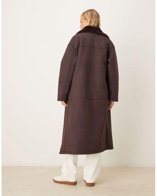ASOS Natural Longline Bonded Borg Jacket