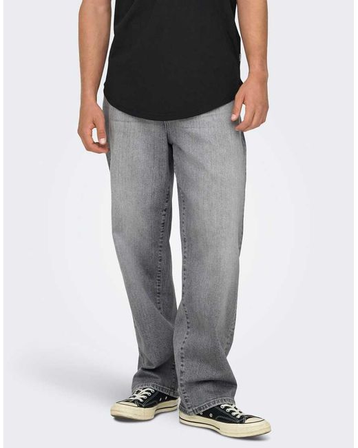 Only & Sons Black Loose-Fit Jeans for men