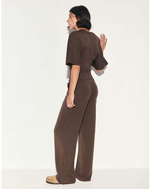 Pull&Bear Natural Modal Wide-Leg Trousers