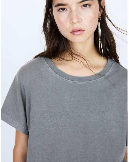 T-Shirt Oversize Medio Con Maniche Ampie di Pull&Bear in Gray