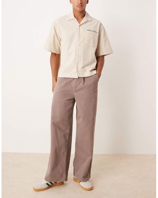 ASOS Super Baggy Broek Met Plooien in het Natural voor heren