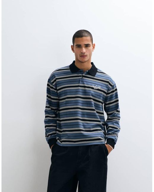 Carhartt Blue Devitt Long Sleeve Rugby Shirt for men