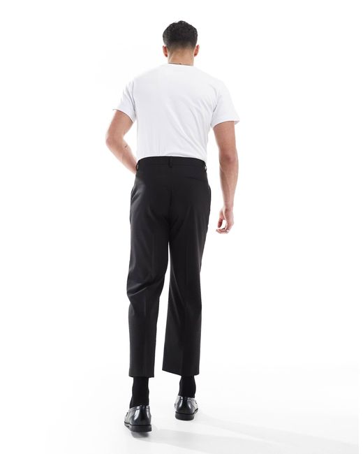 ASOS Black Straight Cropped Length Suit Trousers for men