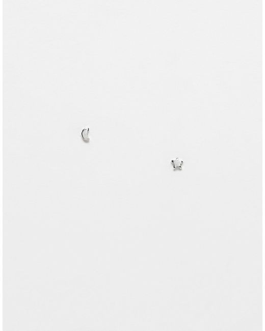 Kingsley Ryan Blue Tiny Crescent Moon And Star Stud Earrings