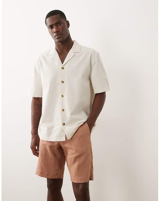 Mango Natural 100% Linen Slim Fit Shorts for men