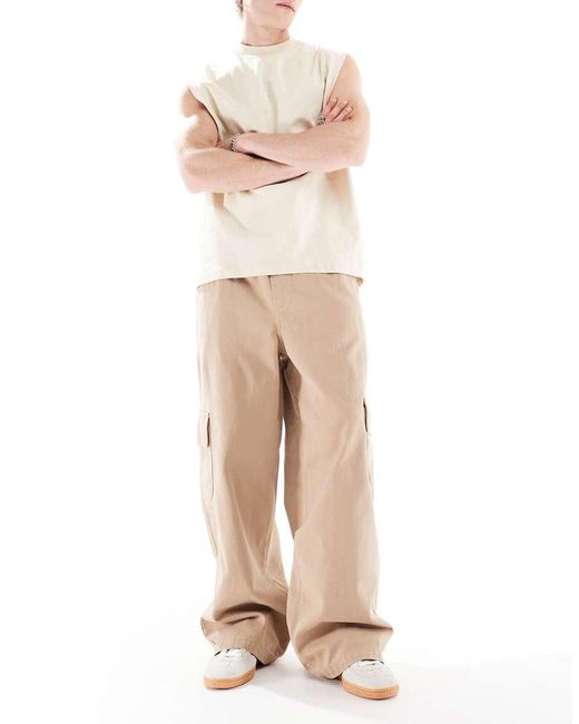 ASOS Natural Super baggy Pull On Cargo for men