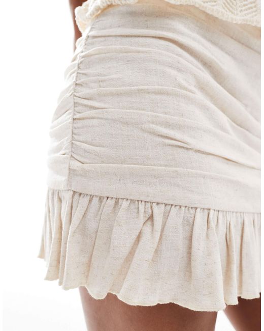 Stradivarius White – geraffter minirock