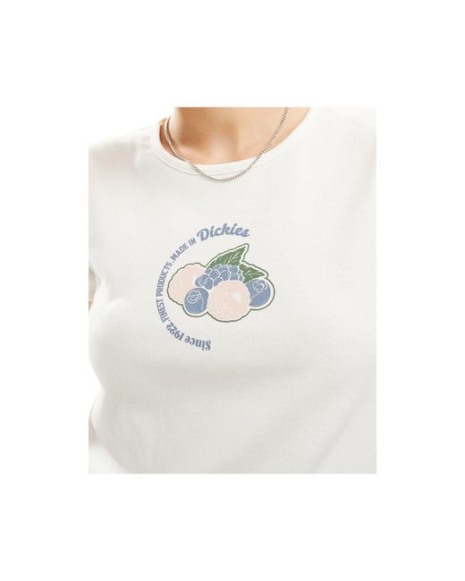 Dickies White Altoona Baby Tee With Central Fruit Graphic Off