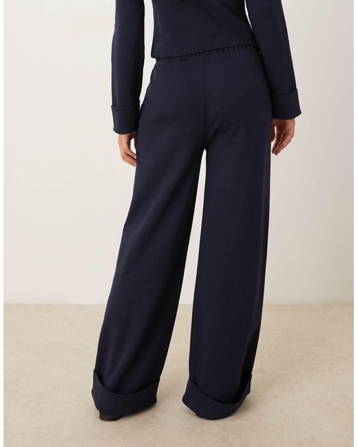 ASOS Blue Interlock Turnback Hem Sweatpants