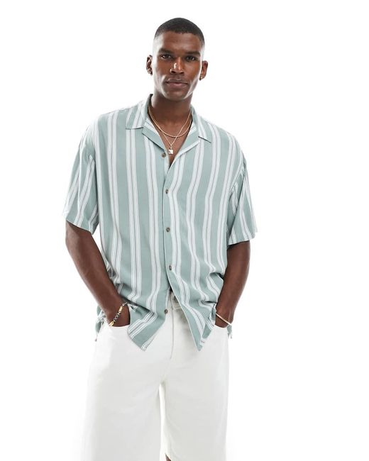 Camicia A Maniche Corte Chiaro A Righe Con Colletto A Rever di Jack & Jones in Blue da Uomo