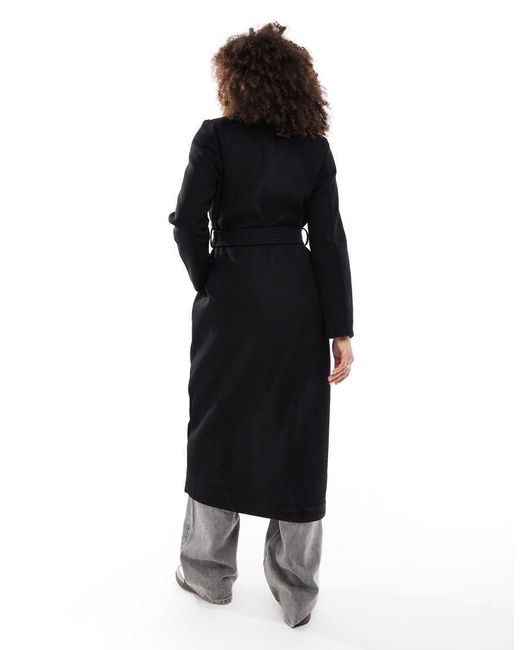 Abrigo Largo Con Cinturón De Vero Moda de color Black