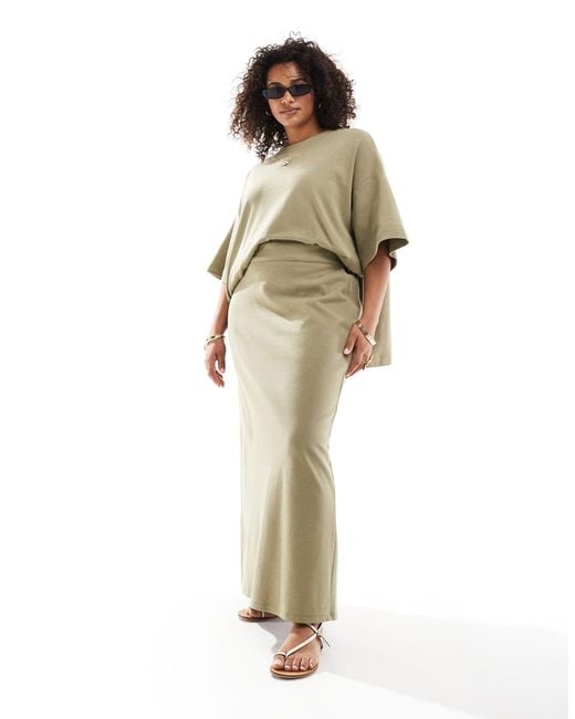 ASOS Metallic Curve Premium Heavy Weight Textured Jersey Column Maxi Skirt